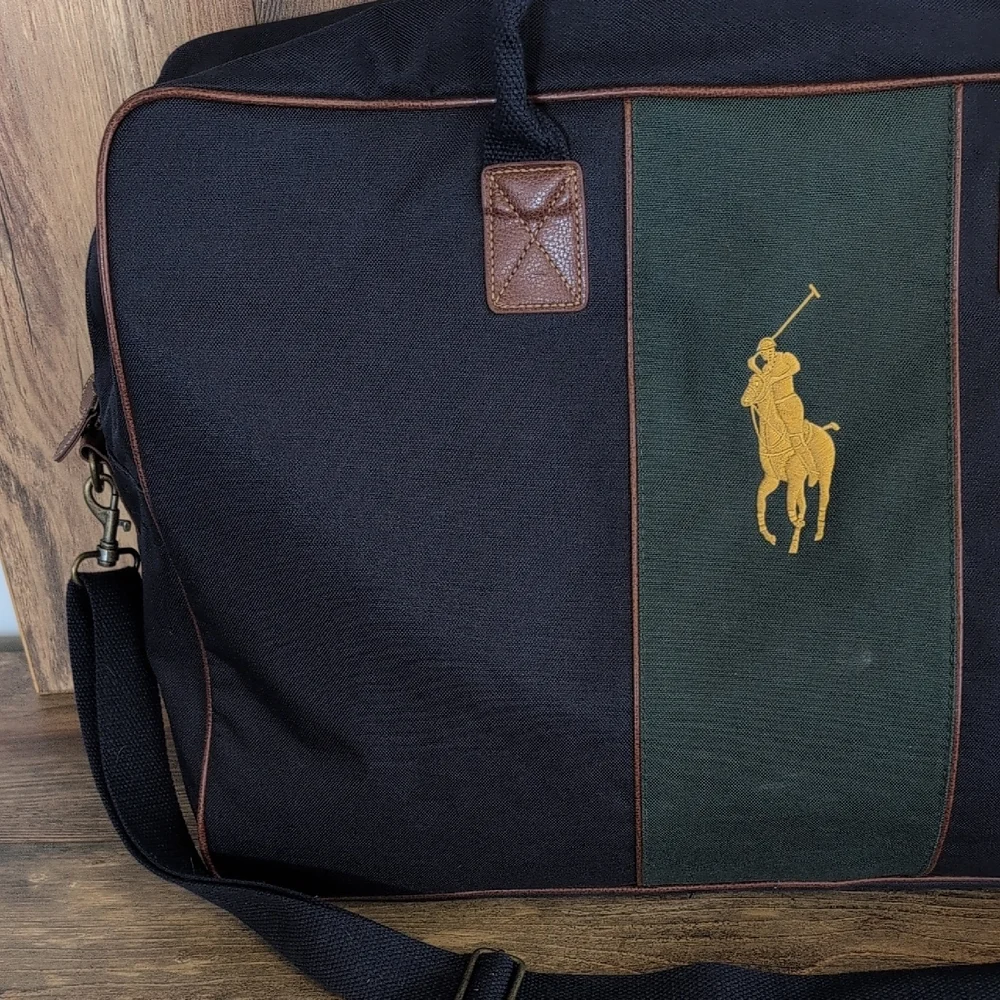 Polo by Ralph Lauren Navy Vintage Large Clutch Shoulder Duffel Bag M600